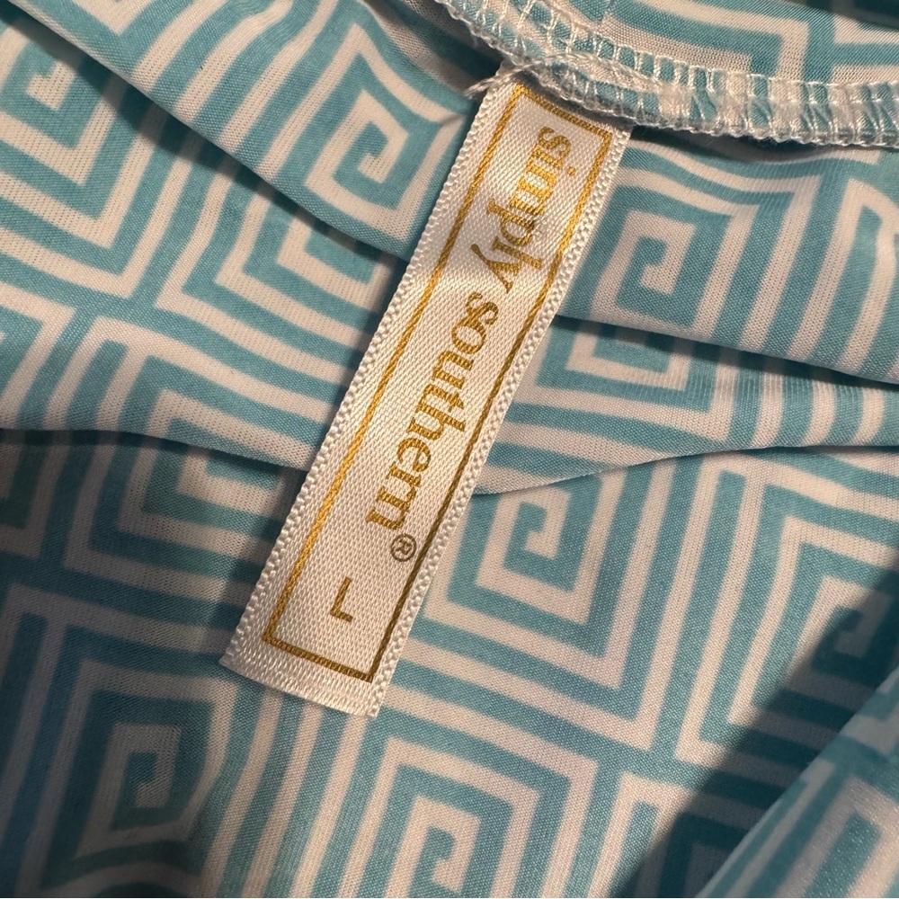 Simply Southern Light Blue Geometric Patterned Robe‎ - Picture 4 of 5